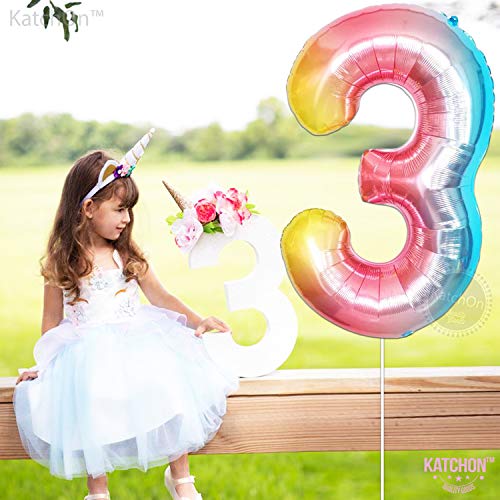 Image of KatchOn Rainbow Number 3 Balloon 40 Inch