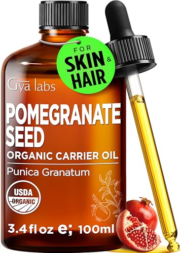 Gya Labs USDA Organic Pomegranate Seed Oil - 3.4 Fl Oz - Carrier Oil for Hair Skin Face Scalp & Body Massage