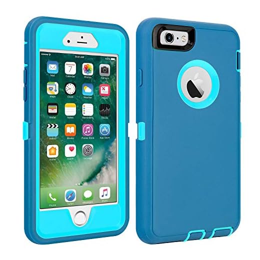 CAFEWICH iPhone 6/6S Case Heavy Duty Shockproof High Impact Tough Rugged Hybrid Rubber Triple Defender Protective Anti-Shock Silicone Mobile Phone Cover for iPhone 6/6S 4.7"(LtBlue)