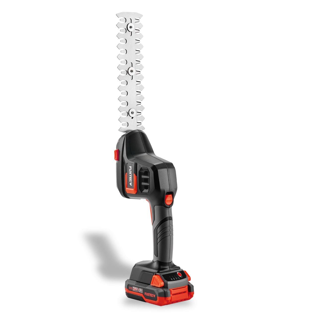 FUXTEC Akku Grasschere & Strauchschere FX-E1HHS20-SET • 20V Handheckenschere mit 2Ah Akku • 200mm Schwert • 105mm Rasentrimmer • 80 Min Laufzeit • inkl. Ladegerät