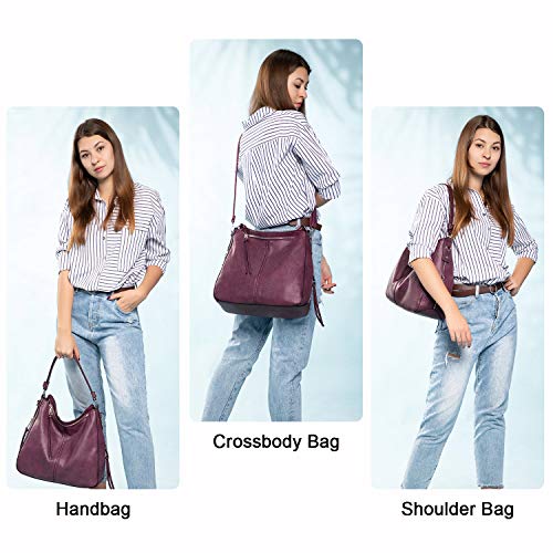 Image of Realer Hobo Crossbody Bags for Women Designer Faux Leather Hobo Handbags Retro Large Size Shoulder Bag Bucket Purse