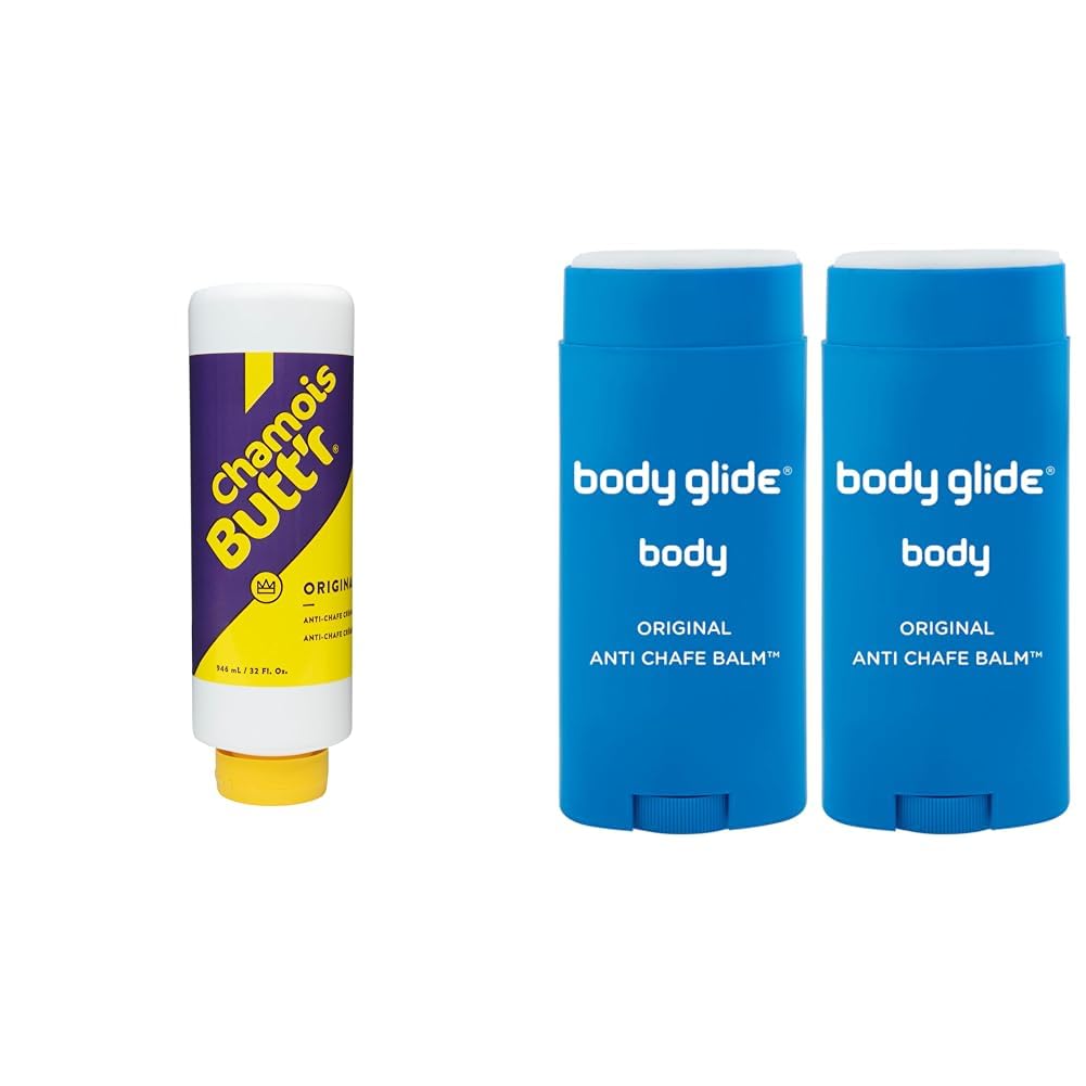 Chamois Butt'r Original 32oz Anti-Chafe Cream & Body Glide 2.5oz-2pk Original Anti Chafe Balm Bundle