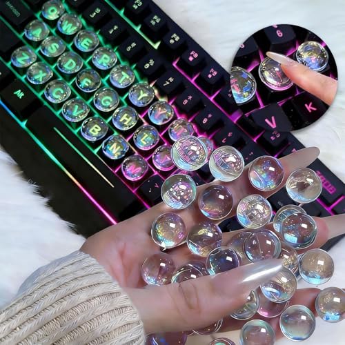 Quafochi 60pcs Keyboard Stickers for Long Nails, Clear Glass...