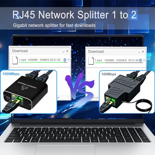 Image of LIEZHUA 1000Mbps Network Splitter with LAN Cable Cat 6 - RJ45 Ethernet Splitter 1 to 2 High Speed Gigabit LAN Internet Splitter for Cat 5 /5e /6 /7 /8, Supports Two Devices Working Simultaneously