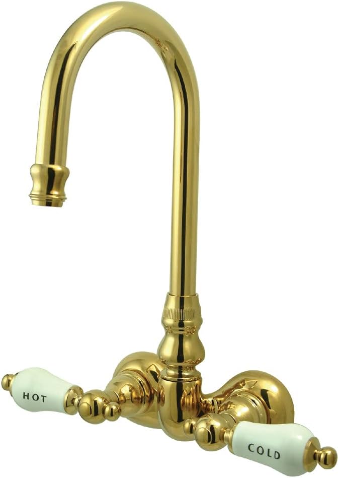 Kingston Brass CC73T2 Vintage Leg Tub Filler, Polished Brass 8-Inch Adjustable Center