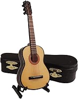 Vista 6 de Modelo de guitarra en miniatura, instrumento musical con soporte y estuche, modelo de casa de muñecas en miniatura, decoración del hogar para regalo