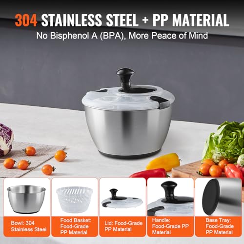 Vevor STAINLESS STEEL SALAD SPINNER 4.75QT Stainless Steel Salad Spinner thumb #3