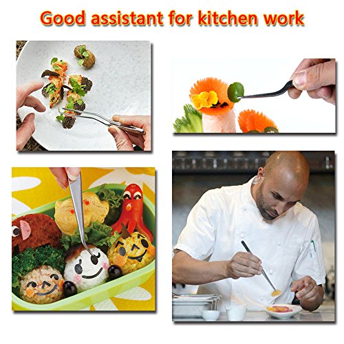 Kitchen Cooking Tweezers Culinary,3 Piece Set Stainless Steel Tweezer Precision Tongs Offset Tip for Cooking Food Design styling(6.3-Inch) - Image 7