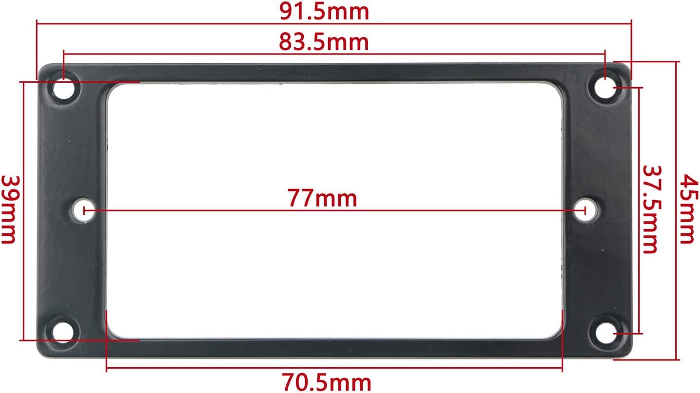 Pxyelec Metal Flat Electric Guitar Humbucker Pickup Ring, Bridge and Neck Pickups Cover Frame Mounting Ring Pack of 2 (Black) - Image 4