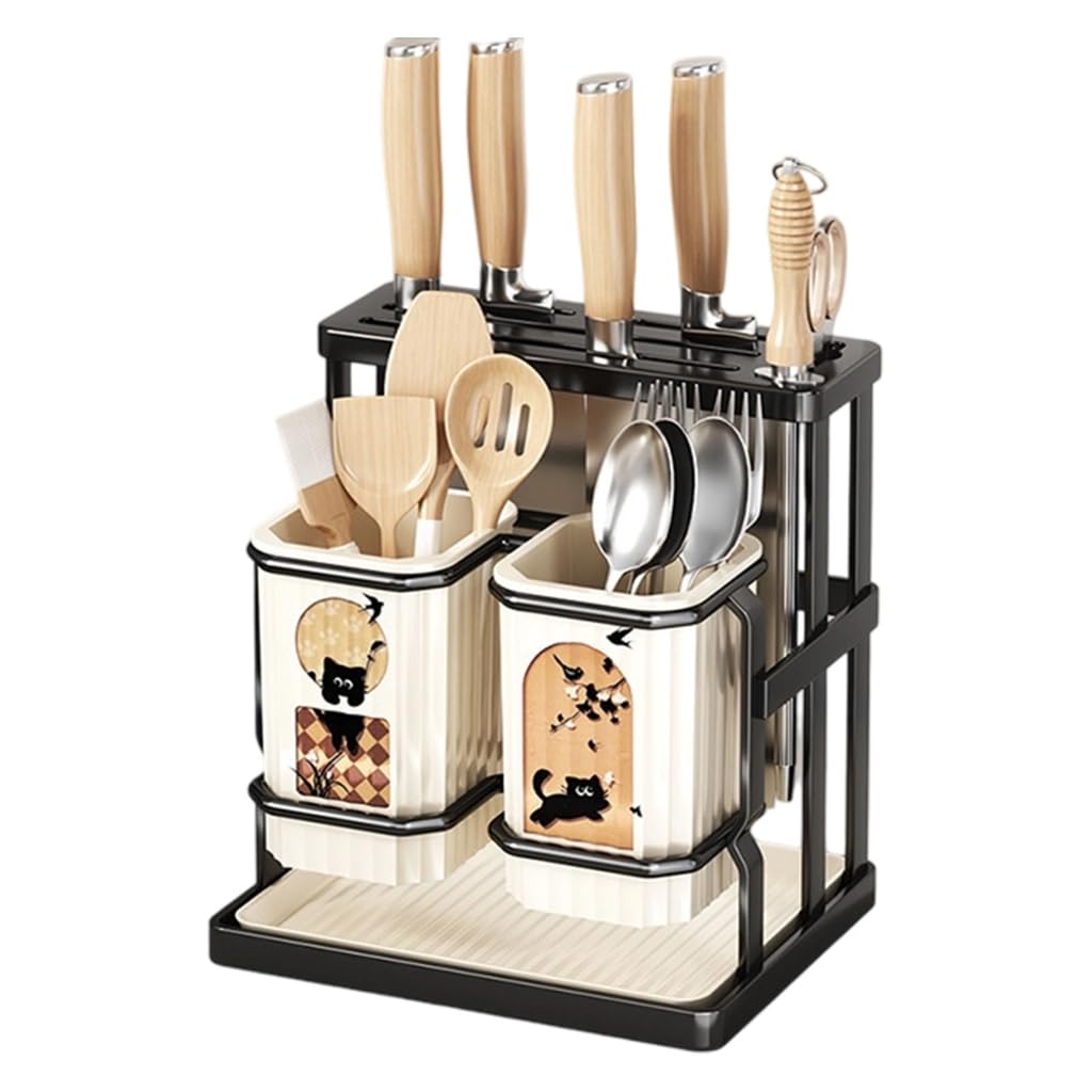 Support multifonction et organiseurs de baguettes avec construction en ABS robuste pour un rangement compact de cuisine et un gain de place sur le plan de travail