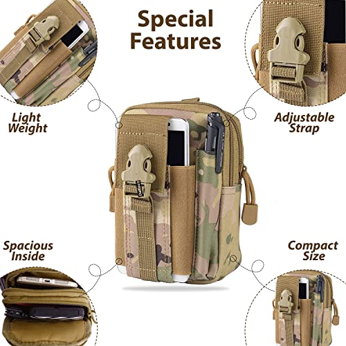 Image of Kraptick Multi-Purpose Water Resistant Waist Bag with Dual Compartment, Waist Bag Mobile Phone Holder, Waist Pack for Men, Women Camping Hiking Pouch (CP Camouflage)