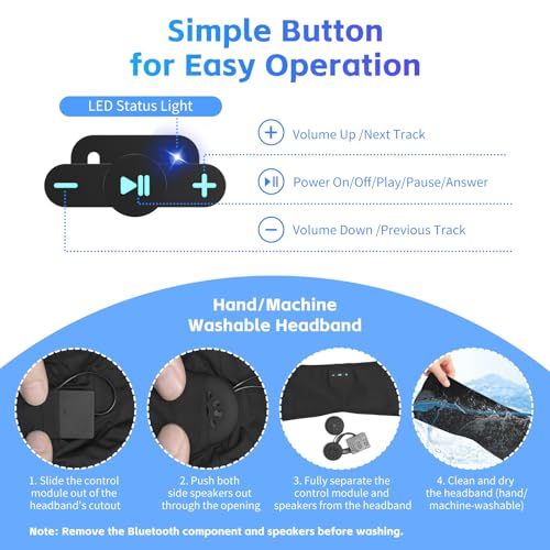 Veeniitosr Sleep Headphones Bluetooth 6.0 Black Textured Black - Image 8