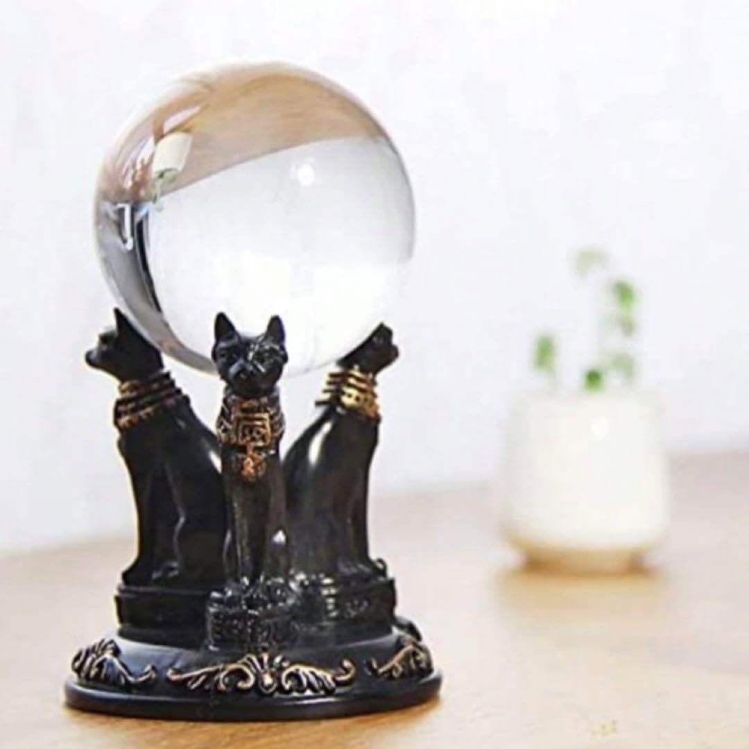 Amazon.co.jp: エジプト猫 水晶スタンド 置物 クリスタル 黒猫 魔除け