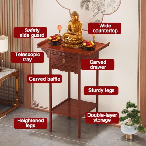 Mesa de Altar China de peral 66cm con almacenamiento para nicho de Buda 4