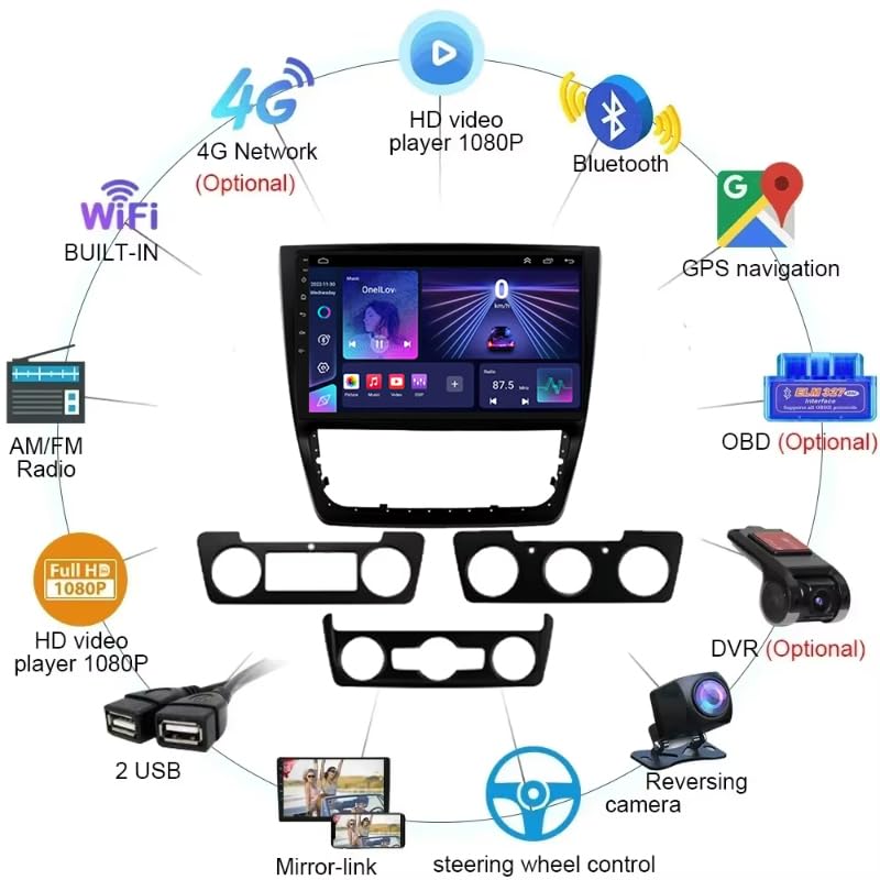 Pantalla Android 15 para Skoda Yeti 2009-2014 de 9 pulgadas con Carplay y cámara trasera 6