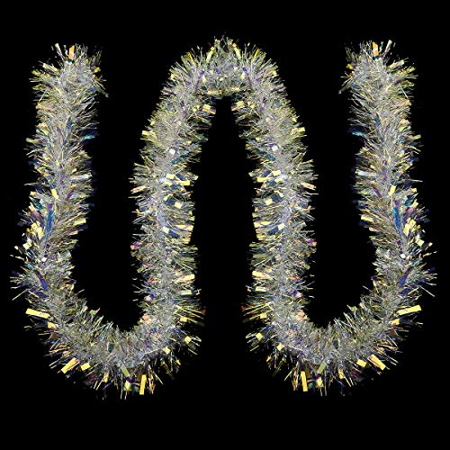 Decora White Tinsel Garland for Christmas Tree Decorations Wedding Birthday Party Supplies 19 Feet