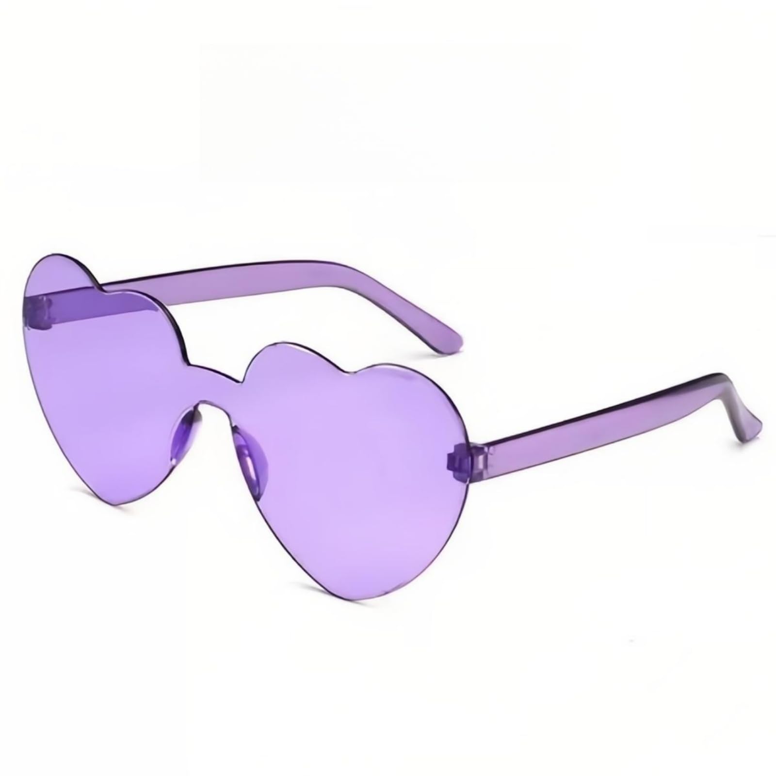 ASYHV Herzform Sonnenbrille Randlos, Orange und Rot, Kunststoff, Retro-Stil, 64mm Linsenbreite, Unisex Party Brille