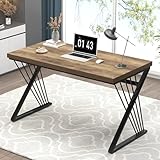 FOLUBAN Computer Desk, Modern Home Office Desk, Industrial Wood and Metal Study Writing Work PC Table for Bedroom Living Room, Rustic Oak, 47 Inch