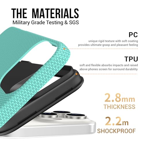 Image of NOXO Ultra-Hybrid Triangle Back Case Cover for iPhone 16 Pro Max, | Shockproof Design | Camera Protection | Soft TPU & Rugged PC | Bumper Case Cover for iPhone 16 Pro Max, (Mint Grean)