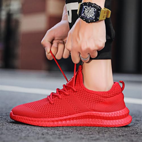 Image of DLWKIPV Mens Walking Running Shoes Slip On Anthletic Workout Sneakers Sport Lace Up Casual Work Gym Outdoors Lightweight Breathable Knitted Mesh