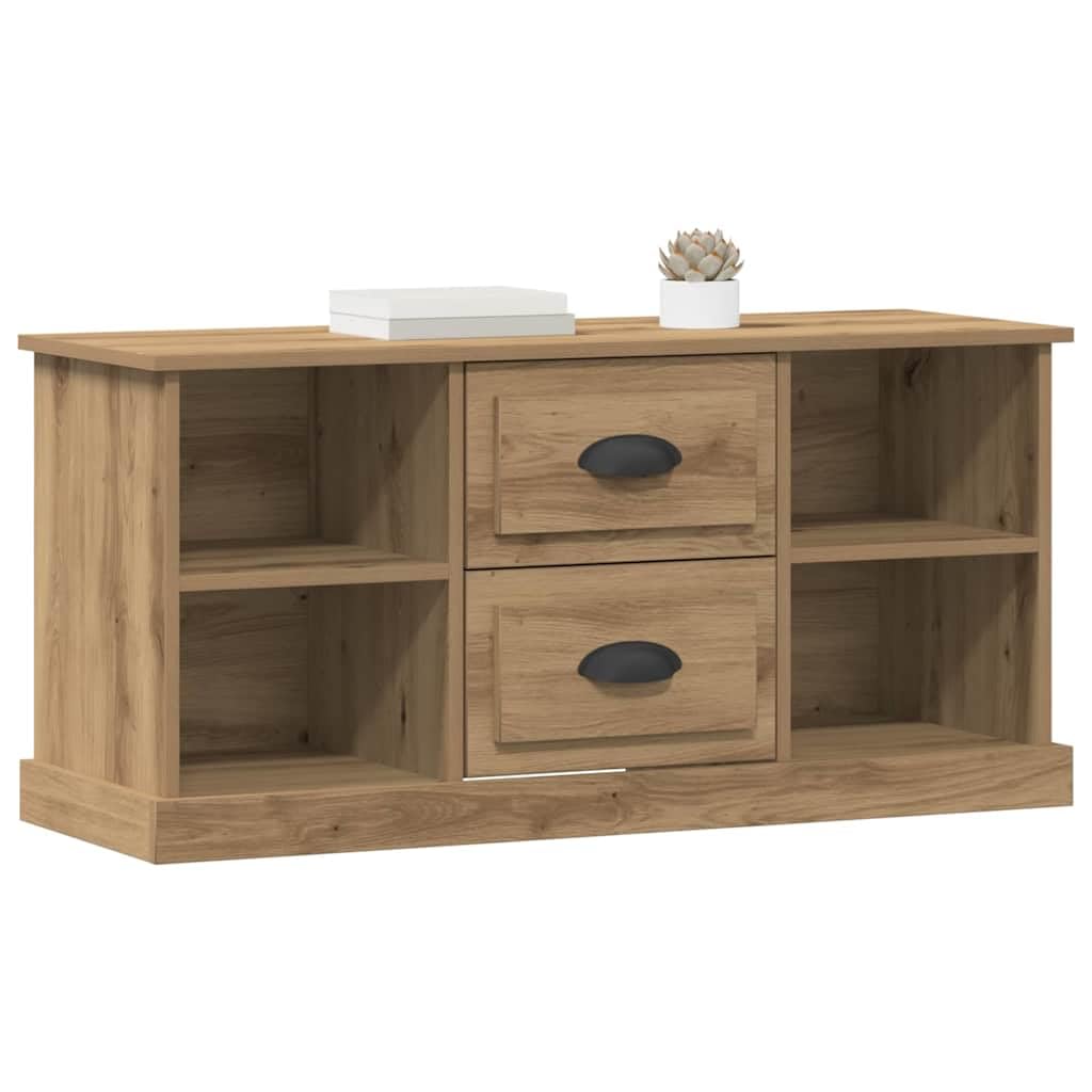 Elegante mueble de TV de madera con amplio espacio de almacenamiento, armario de TV con compartimentos abiertos y cajones, así como placa superior resistente para el hogar