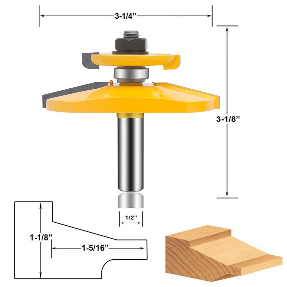 Leatbuy Fräser-Bit-Set, 1,27 cm Schaft, 3-teiliges Fräser-Set, Schienen-Stile, Hartmetall, Holzbearbeitungswerkzeug, Tür, Schrank, Regal, Schubladenschneider, CNC-Tisch, Holz, Nutfräser