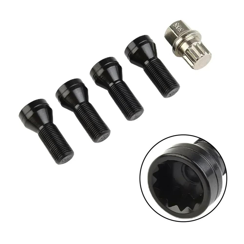 Bulloni ruota auto Set Di 4 Bulloni Antifurto Per Ruote M14×1.25 Neri Con Chiave 36136776076# Per BMW Per X3 Per X5 E70 E71 F20 F25