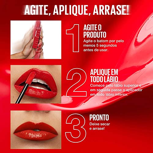 Image of Maybelline Super Stay Vinyl Ink Longwear No-Budge Liquid Lipcolor Makeup, Highly Pigmented Color and Instant Shine, Red-Hot, Fire Engine Red Lipstick, 0.14 fl oz, 1 Count