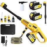 Idropulitrice a Batteria, 3 Livelli Max 45 Bar, 6-In-1 Ugello, 4000 mAh *2, Giallo, Moden, Senza Fili, Portatile, Professionale, per Casa, Auto, Giardino, Esterni