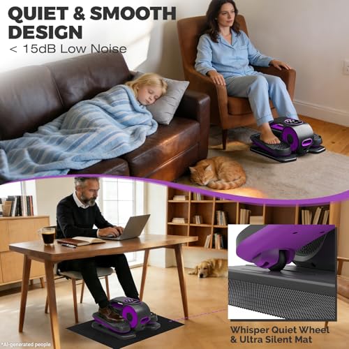 Image of Under Desk Elliptical Machine, 12 Speeds Leg Exerciser as Seen on TV with RF Remote Control for Seniors, Auto & HR Mode Quiet Portable Seated Pedal Exerciser for Home and Office