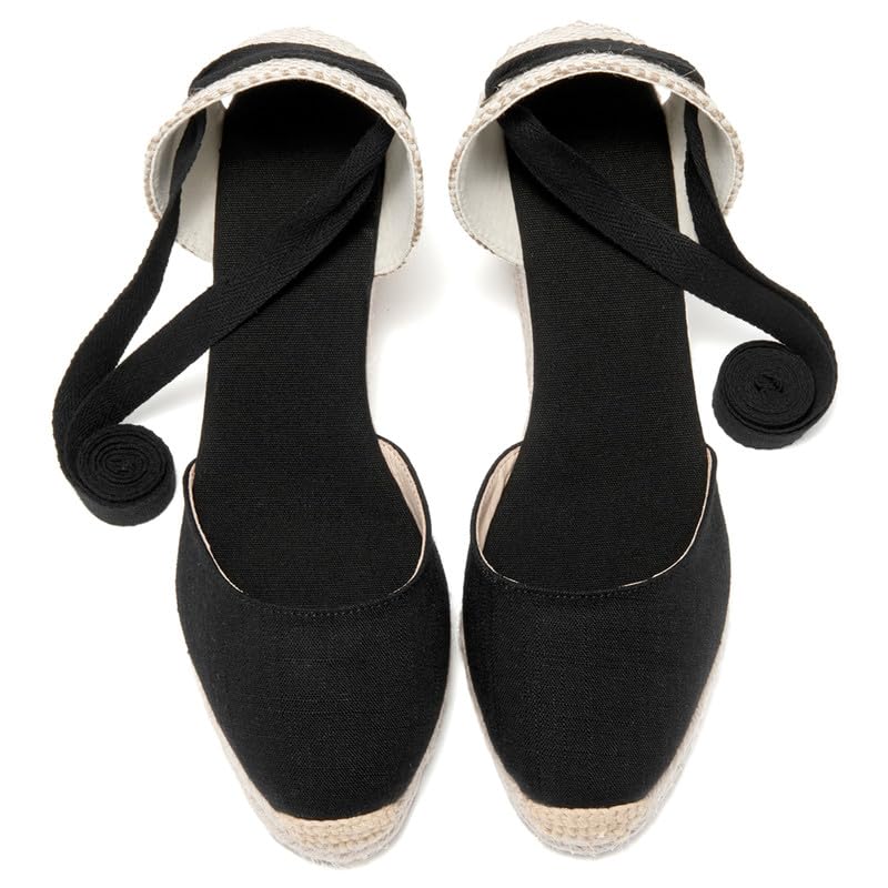 Image of Womens Espadrille Wedge Sandals Closed Toe Platform Lace Up Ankle Strap Slingback Summer Dress Shoes