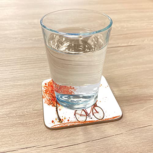 Ambesonne COA_66228 Autumn Coaster Set Of 4, Watercolor Fall Season Landscape thumb #1