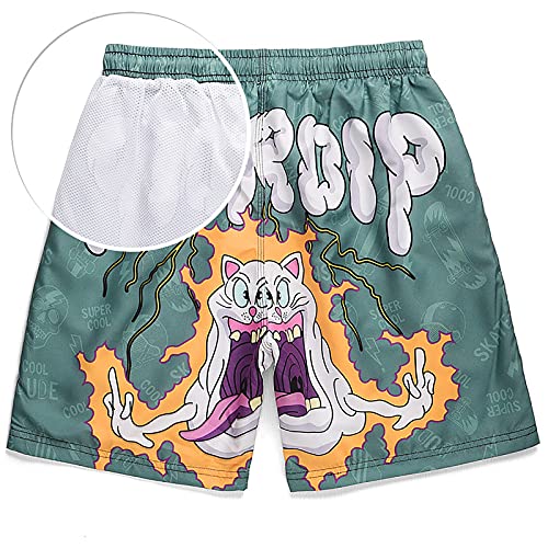 Men's Beach Shorts Cartoon Graffiti Printing Creativity Swimming Quick Dry Drawstring Trunks Fitness Pants2