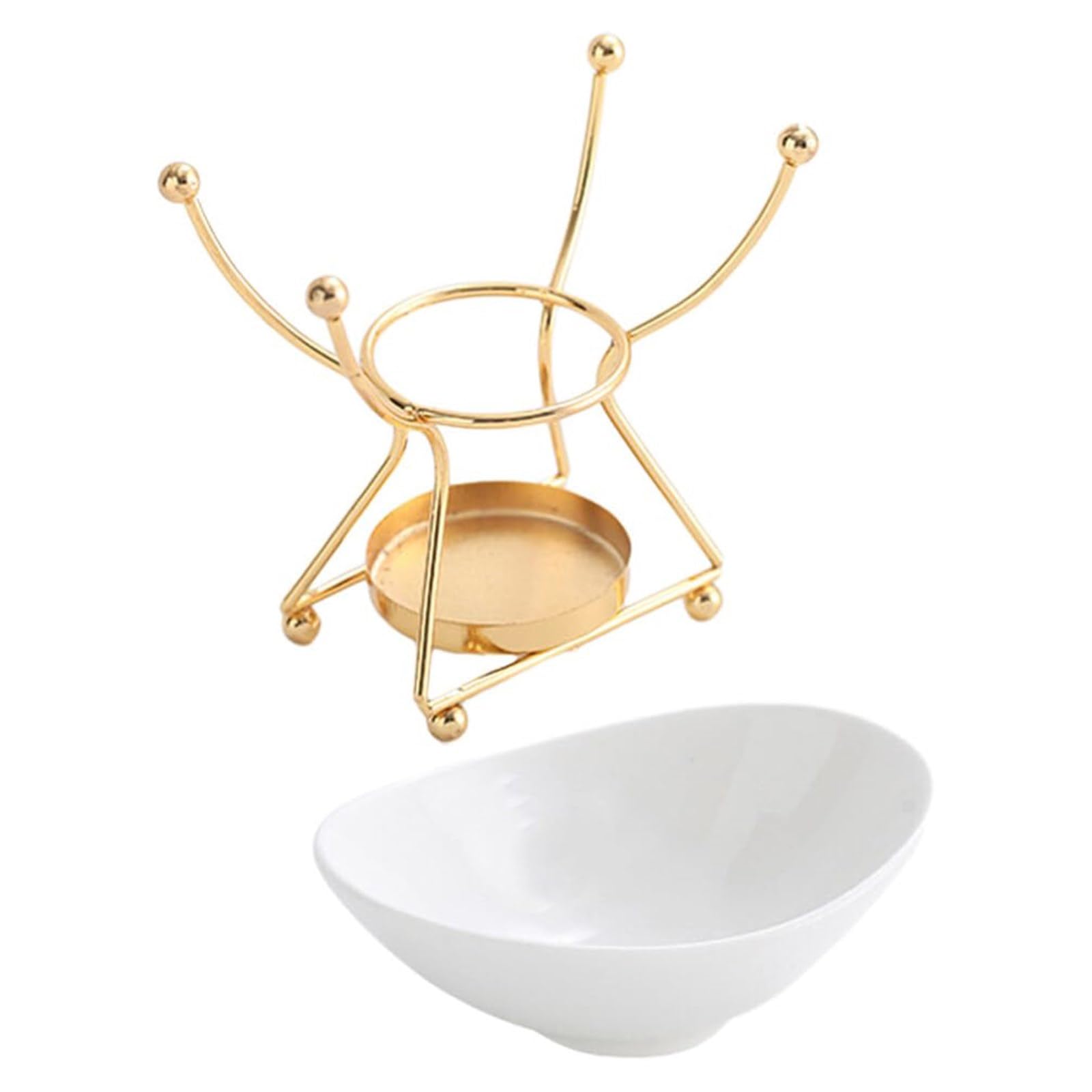Aromatherapie-Brenner, Teelichthalter mit Beinen, Ständer for ruhige Wohnräume, Abnehmbarer Ölwärmer(Gold)