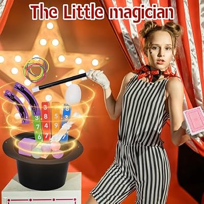 Magic Kit for Kids Magic Set- Magic Tricks Set for Kids Age 6 8 10 12, with Magician Costume Magic Wand for Pretend Play Magician Set, Easy to Follow Magic Toy Gifts for Girls and Boys Beginners