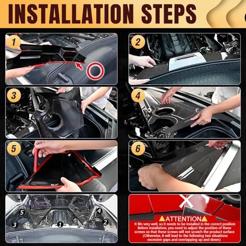 Image of Engine Compartment Surround Overlay,Carbon Fiber Pattern Engine Bay Panel Cover Trim Side Panel Center Strut Cover for Corvette C8 Stingray Z51 2020+ for C8 Z06 /E-Ray 2023+