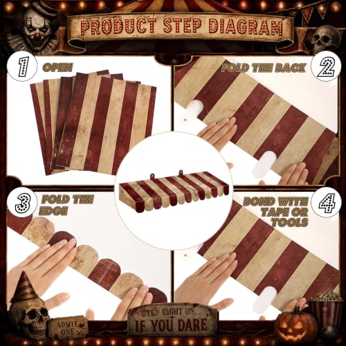 Image of Boao 4 Pack Halloween Awning Decoration Creepy Circus Theme Party Decor