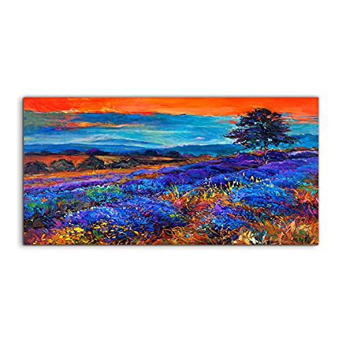 Tableau acrylique lavande 100x50cm pour illuminer un salon sombre facilement