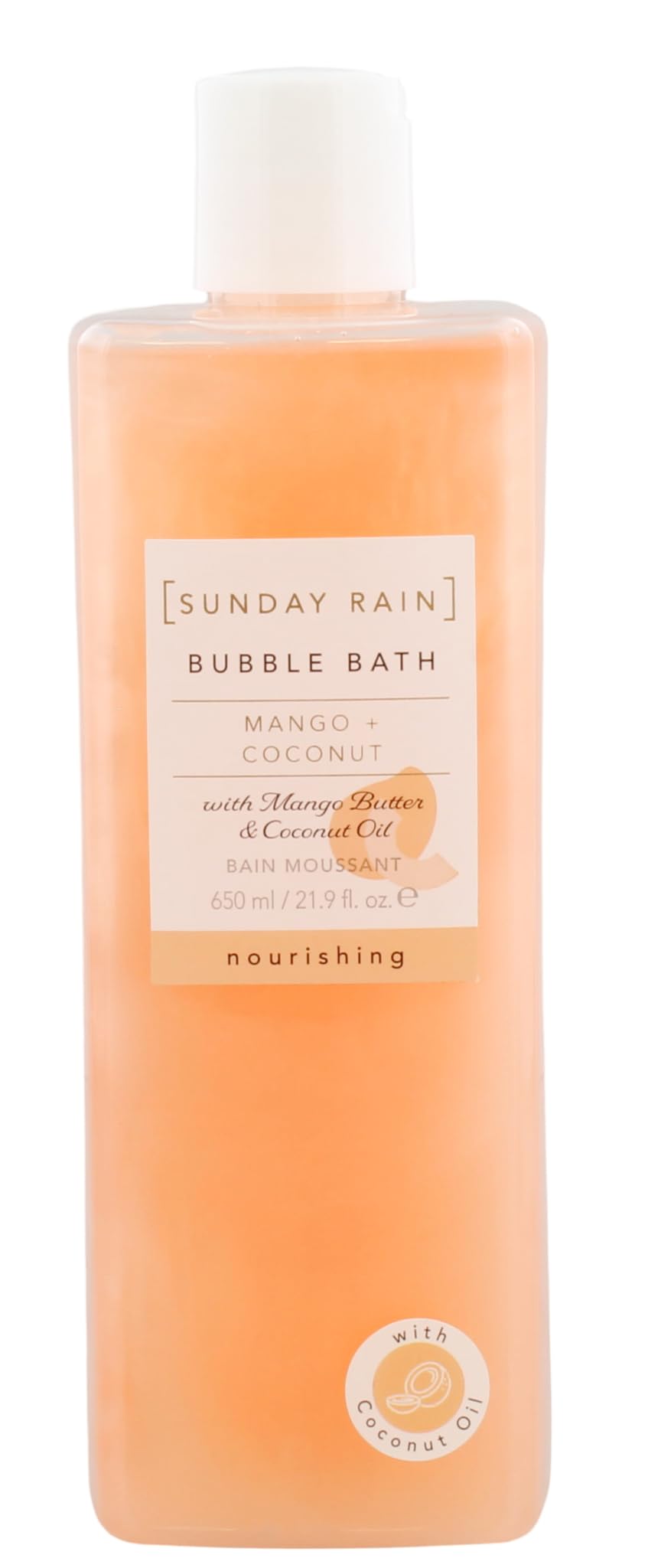 Sunday Rain Nourishing and Uplifting Tropical Bubble Bath, with Mango Butter and Coconut Oil, 650ml