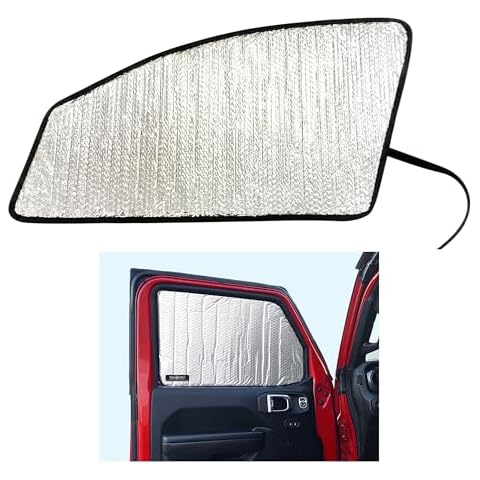 YelloPro Side Window Front Seat Reflective Sunshade Custom Fit for 2018 2019 2020 2021 2022 2023 2024 2025 Jeep Wrangler, Unlimited JL, Sport, Sport S, Sahara, Rubicon 2 Door 4Dr, UV Reflector(2pcs) Cover