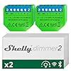 Shelly Dimmer 2, Interruttore Varialuce Senza Fili, Confezione de 2, Wi-Fi, Nessun Hub o Neutro richiesto, Domotica, Compatibile con Alexa e Google Home, App iOS Android