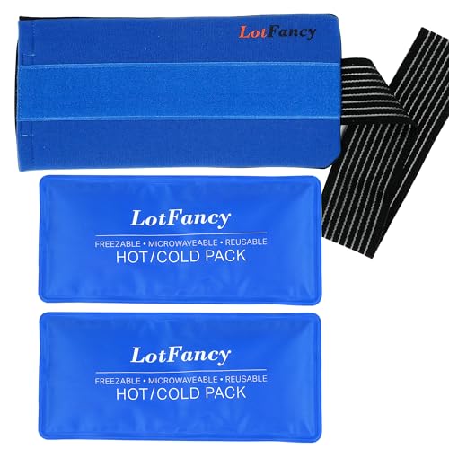 LotFancy Bolsa Gel Frío y Calor y Envoltura con Correa Elástica para Bolsa Hielo Lesiones Terapia Ideal para Lesiones Primeros Auxilios Rodilla Cabeza Cuello Tobillo Codo Pie Calvas Cadera