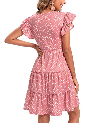 Image of Lyrur Sundresses for Women Wedding Guest Cute Ruffle Sleeve Mini Tiered Babydoll Casual Beach Black Summer Dresses