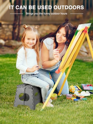 Miniatura 7 de House Day Taburete Plegable De 11 Pulgadas Para Niños, Taburete De Plástico Resistente Para Adultos, Taburetes Plegables Resistentes Para Cocina, Taburetes Plegables Para Dormitorio Baño, Color Gris