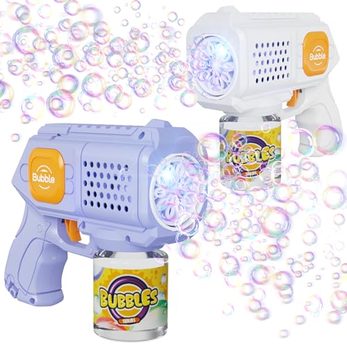 Panacare 2 Packs Bubble Gun,Automatic bubbele Maker with 10 Holes/Lighting,Bubble Maker Toy for Kids/Pets.10000+Rich Bubbles/Min with Bubble...