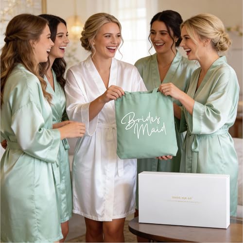 Image of LADY & HOME 6pcs Bachelorette Party Tote Bag, Bride Bridesmaid Cotton Tote Bag for Wedding Gifts