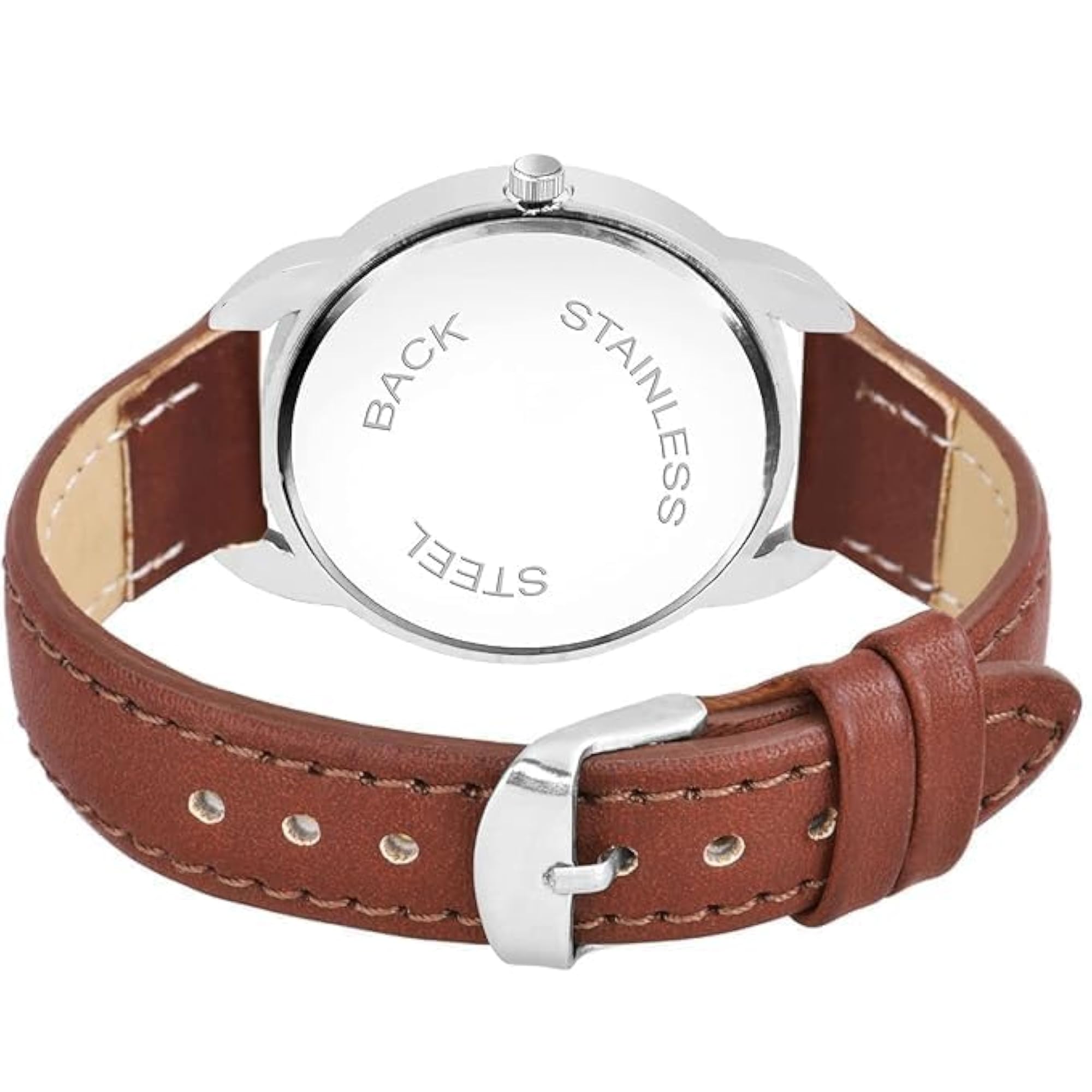 Women's Round Dial Leather Strap Analog Watch, Stylish Gift