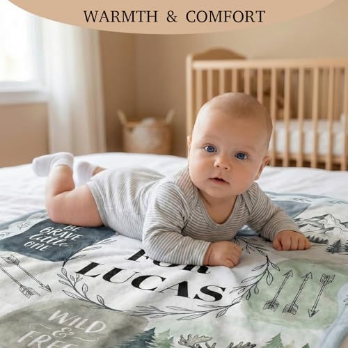 Image of Personalized Baby Blanket- Printed in USA-Custom Baby Blanket with Name for Girls and Boys, Super Soft Plush Fleece, Personalized Christmas Baby Gifts