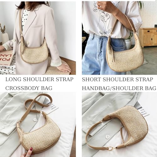 Bolso bandolera pequeño de paja para mujer miniatura 2