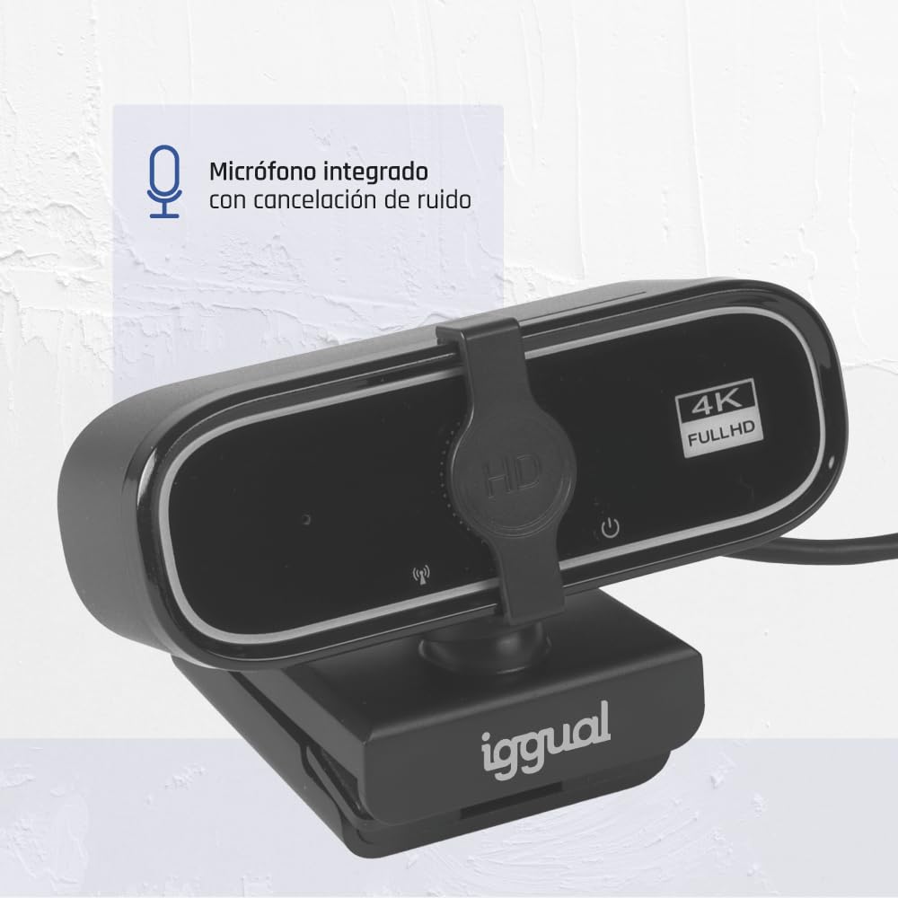 iggual Profesjonalna kamera internetowa WC3840 Business Pro View – obraz 4K UHD i wyraźny dźwięk do rozmów wideo Automatyczna regulacja ostrości - Zasilanie przez USB - obsługuje dowolny system